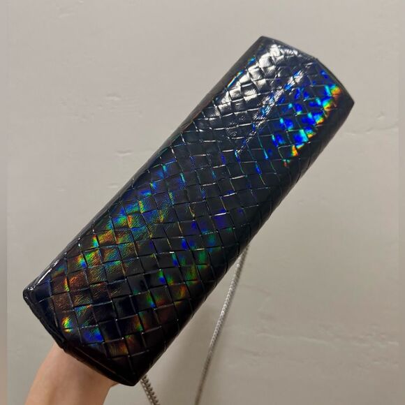 Unique Iridescent Embossed Leather Handmade Push Lock Boxy Bag, Multi Use Style - Picture 17 of 17